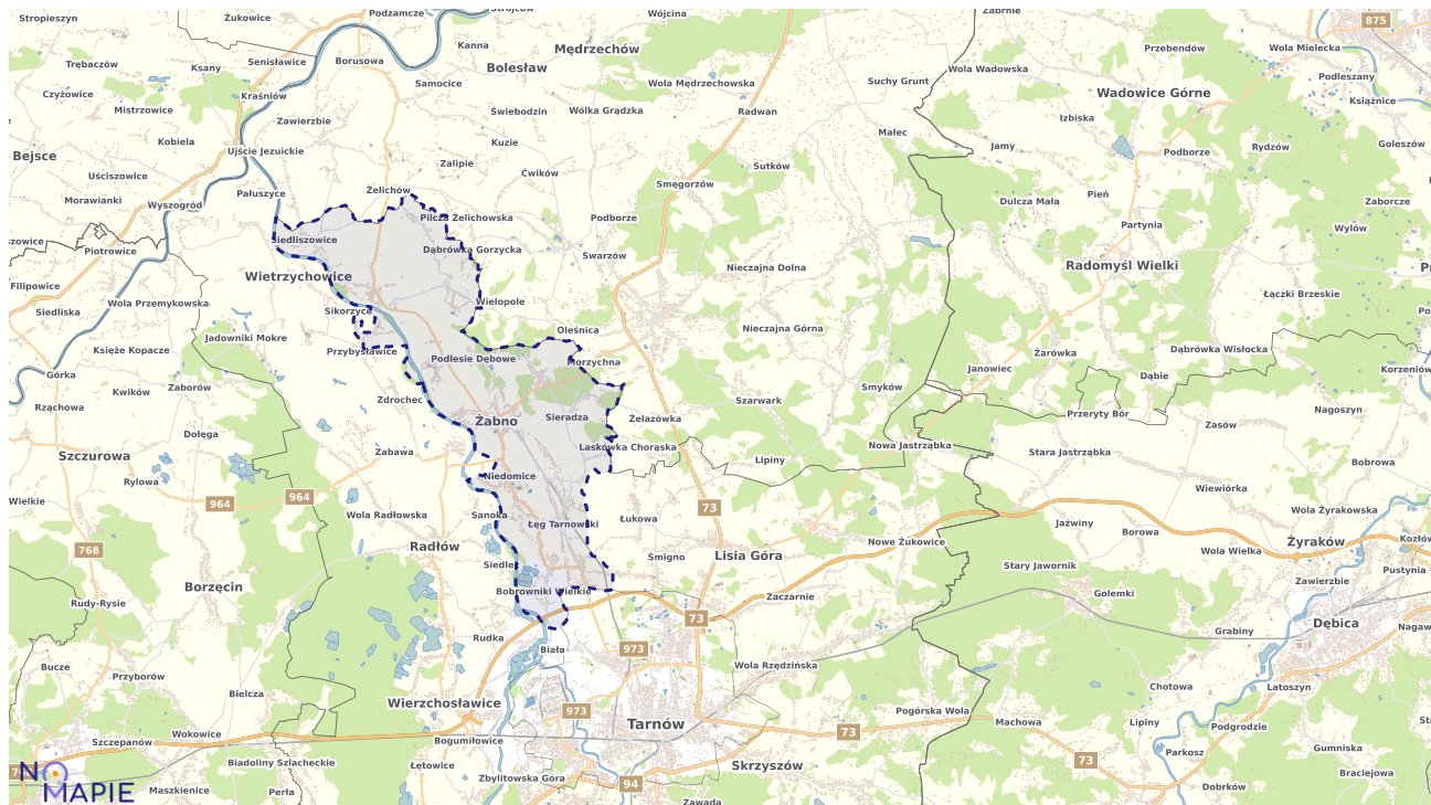 Mapa obszarów ochrony przyrody Żabna